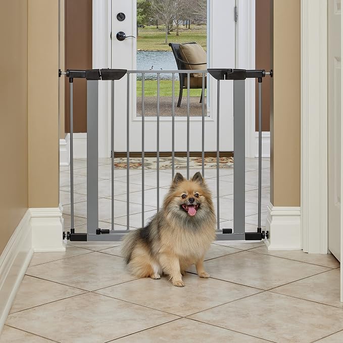 MidWest Homes for Pets 29-Inch High Walk-thru Pressure Mounted Gray Steel Dog by NewWorldPetProducts