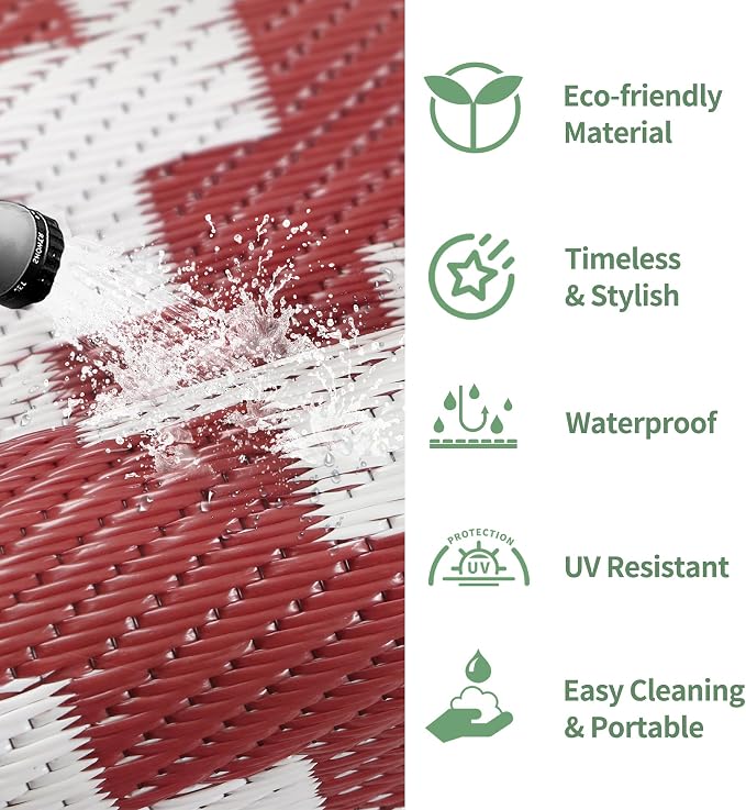 GENIMO Outdoor Rug for Patio Clearance, Lightweight Waterproof RV Camping Mat - Image 6