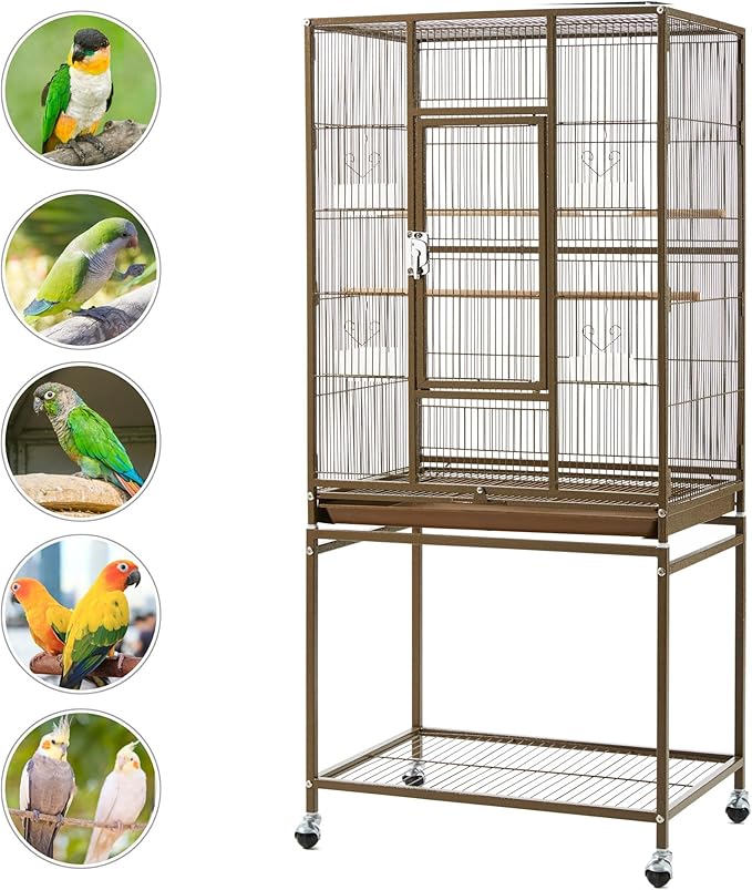 Topeakmart 53.5inch Large Bird Cage Metal Mobile Parrot Cage - Image 3