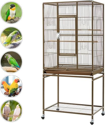 Topeakmart 53.5inch Large Bird Cage Metal Mobile Parrot Cage - Image 3