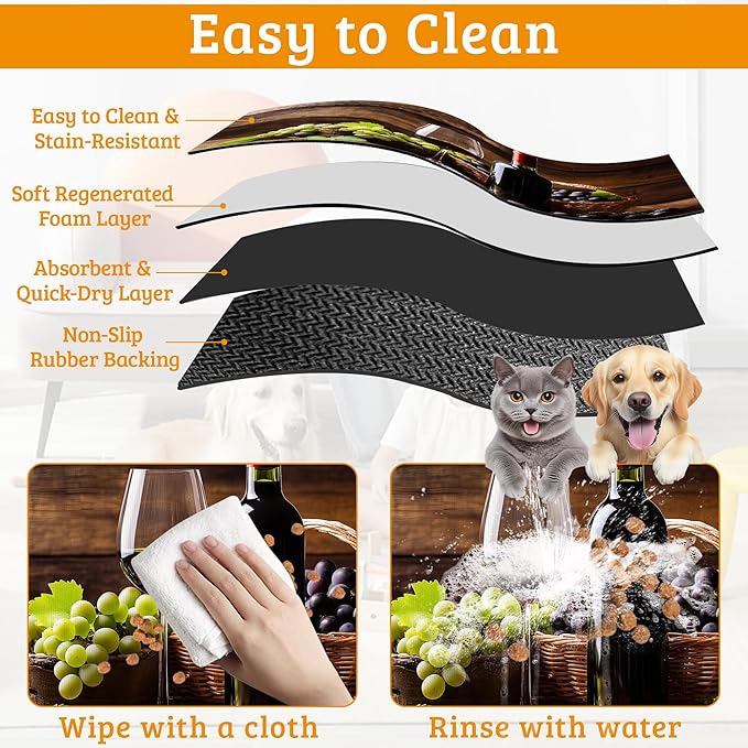 Pet Feeding Mat, Non-Slip Water Bowl Placemat, Pet Supplies 16" x 24" - Image 5