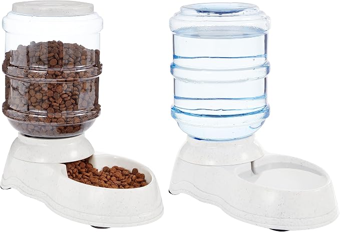 Amazon Basics Automatic Pet Water Dispenser and Gravity Food Feeder Set by AmazonBasics