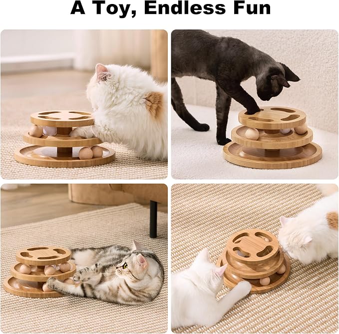Cat Ball Track Toy with Puzzle Top, Extra Large Wooden Cat Toys - Image 7