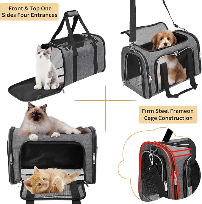 Soft-Sided Cat/Dog/Pet Carrier, Collapsible Pets Travel Carriers - Image 5