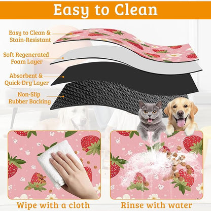 Dog Bowl Mat, Strawberry Pet Feeding Mat - Image 5