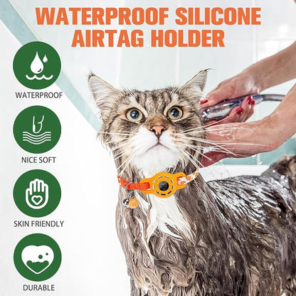BINGPET AirTag Cat Collar with Bells, Upgraded Safety Elastic Cat Collar with - Image 7