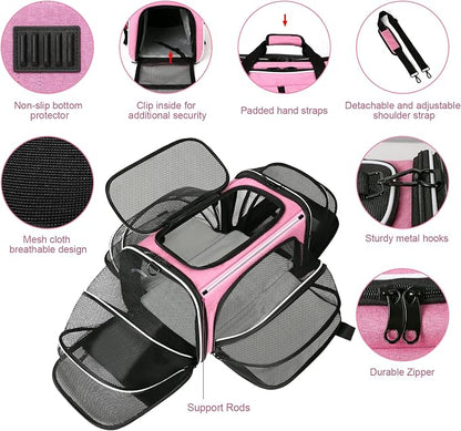 Estarer Soft Sided Pet Carrier Airline Approved, 4 Sides Expandable Collapsible - Image 5