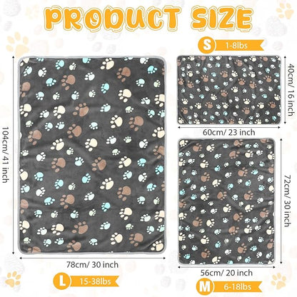 Tegeme 12 Pcs Pet Blankets Soft Fluffy Fleece Dog Cat Warm Paw Print Pattern - Image 2