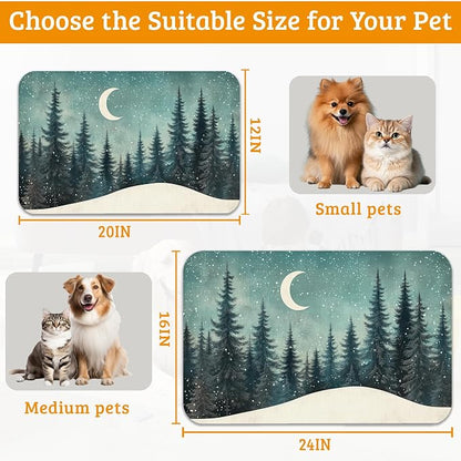 Pet Feeding Mat, Abstract Forest Absorbent Dog Cat Food Mat Moon Dog Mat - Image 6