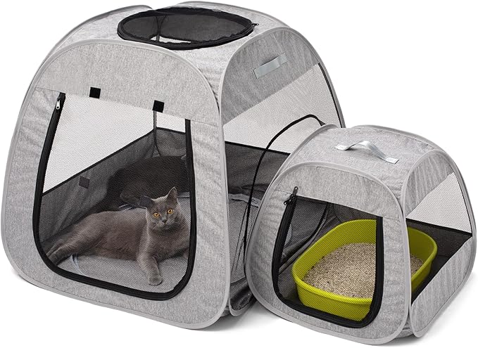 Tenrai Portable Cat Playpen, Trapezoidal Design by TENRAI