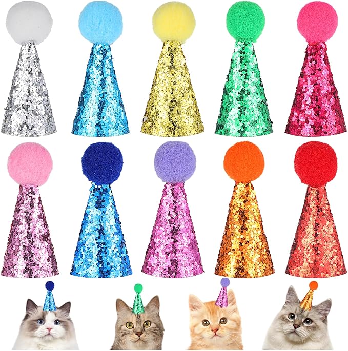 10PCS Small Party Hats for Stuffed Animals, Mini Birthday Hats for Stuffed by Unknown