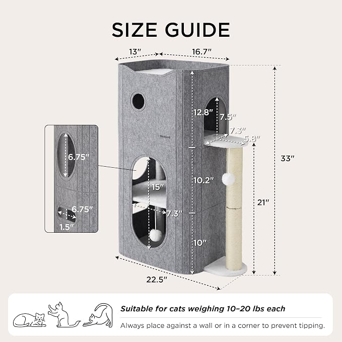 Bedsure 3-Level Indoor Cat Bed- Cat Condos Small Cat Tree - Image 5