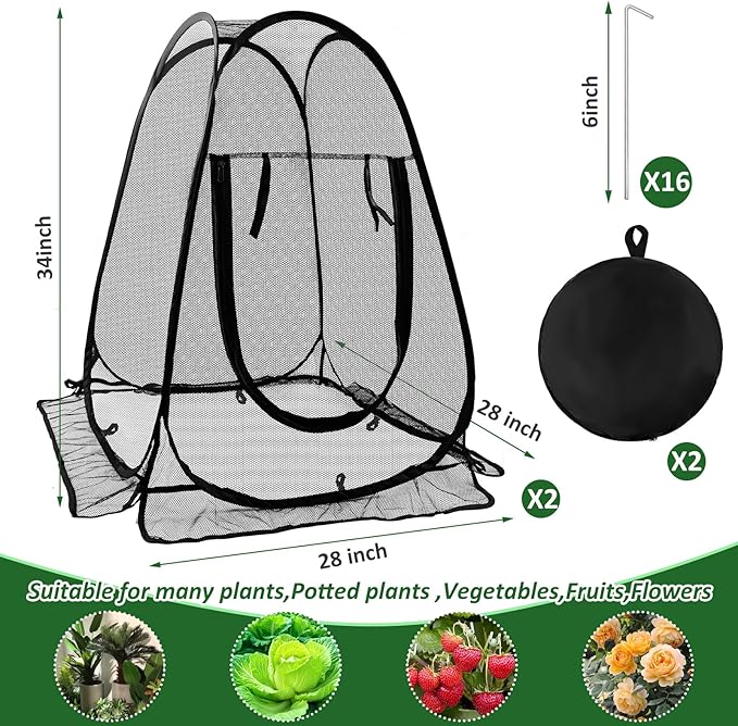 2pcs Pop Up Mesh Plant Protectors from Animals, Large Plant Netting Guard Cover - Image 3