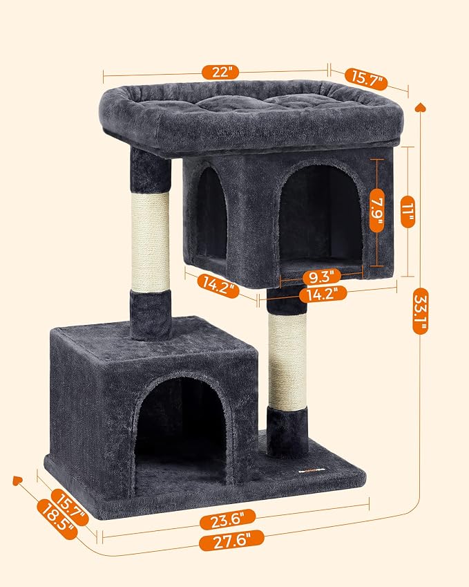 Feandrea Cat Tree, 33.1-Inch Cat Tower, Plush Condo - Image 5