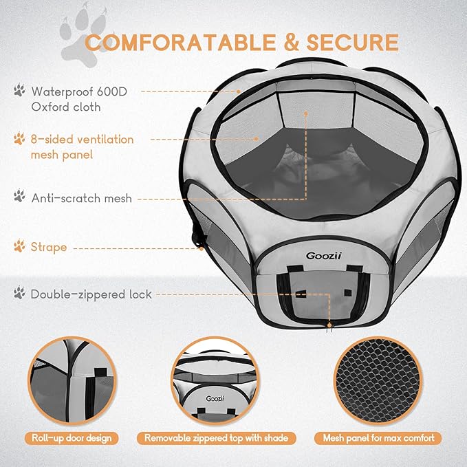 Pet Cat Playpen for Indoor Cats Enclosed, Puppy Dog Play Pen for Outdoor Travel - Image 4