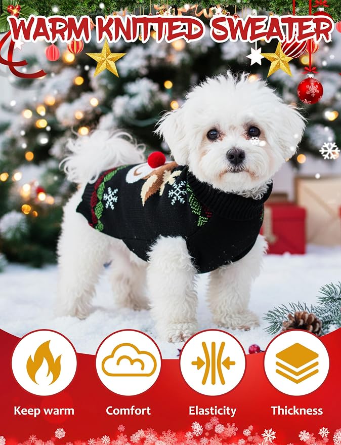 Dog Christmas Sweater, Soft Warm Pet Clothes Coat - Image 4