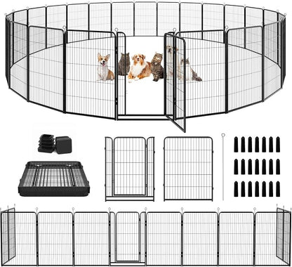 Dog Playpen Outdoor Extra Wide 24 Piece Panels Heavy Duty Dog Fence 47" Height by Committedtobetterpetlife