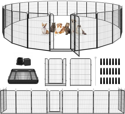 Dog Playpen Outdoor Extra Wide 24 Piece Panels Heavy Duty Dog Fence 47" Height by Committedtobetterpetlife