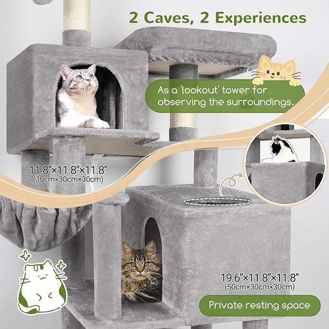Globlazer Cat Tree Tower, 76-Inch Extra Tall Multi-Level Cat Furniture - Image 2