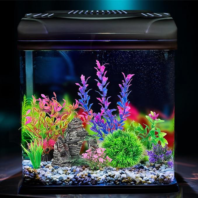 Ameliade Aquarium Artificial Plastic Plants Decorations and Rock Cave Decor Set - Image 9