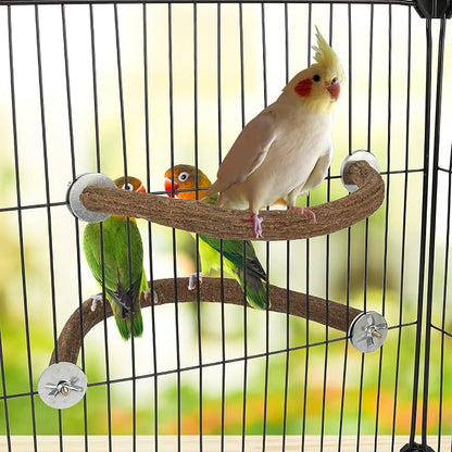Rypet Parrot Natural Wood Stand Perch, Swing U Shape Natural Parrot Perch - Image 6