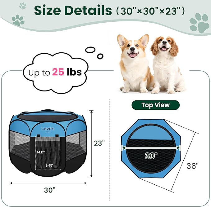 Love's cabin Pet Puppy Dog Playpen, Medium Dog Tent Crates Cage Indoor/Outdoor - Image 3