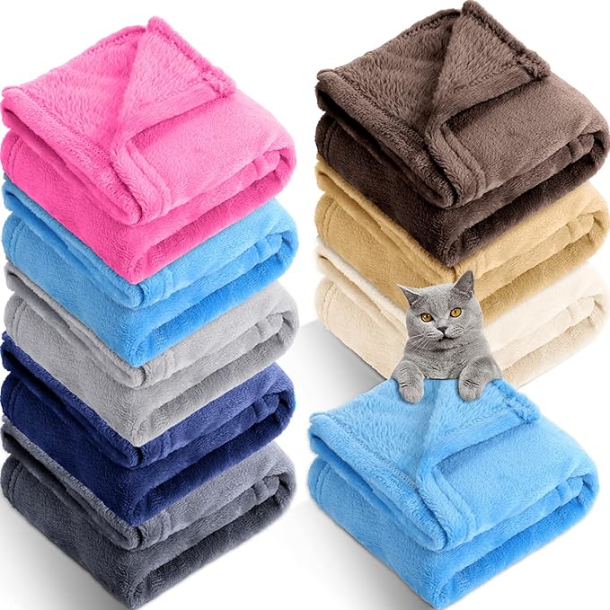 8 Pieces Pet Blanket Soft Fleece Warm Sleep Mat by Tatuo