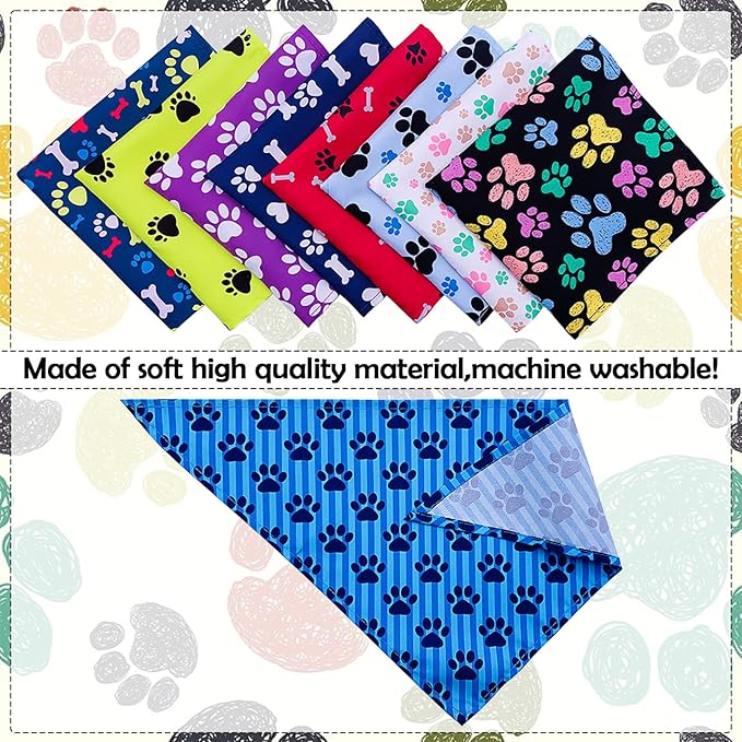 30 Pcs Paw Print Bandanas Bulk for Large Dogs 33 Inch XL Stitch Dog Bandanas - Image 4
