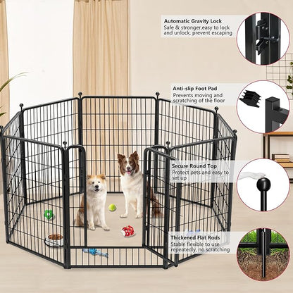 Dog Playpen, 40 inch 8 Panels Dog Fence Outdoor Heavy Duty Dog Pen - Image 3