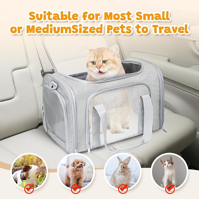 Cat Carrier Soft for Pets Up to 25 Lbs, Cat Travel Bag Soft-Sided - Image 6