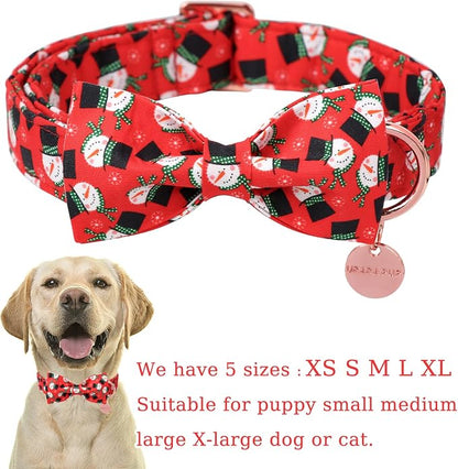 Christmas Dog Collar with Bow Tie, Christmas Collar - Image 2