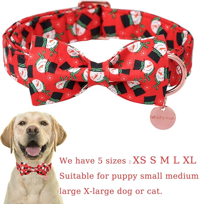 Christmas Dog Collar with Bow Tie, Christmas Collar - Image 2