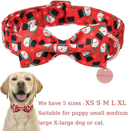 Christmas Dog Collar with Bow Tie, Christmas Collar - Image 2