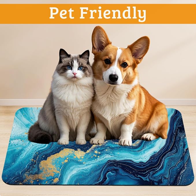 Dog Bowl Mat, Flowing Absorbent Dogs Placemat - Image 2