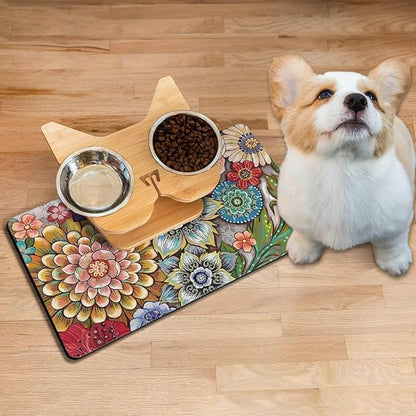 Absorbent Pet Dog Bowl Mat for Food and Water, Pet Cat Food Feeding Mat - Image 2