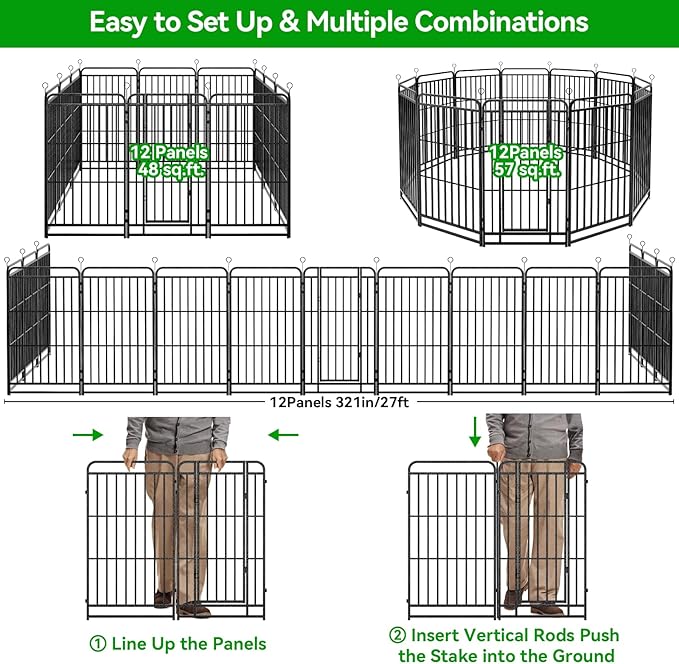 Heavy Duty Dog Playpen: 12 Steel Panels 47" Height, Square Steel Pipe - Image 7