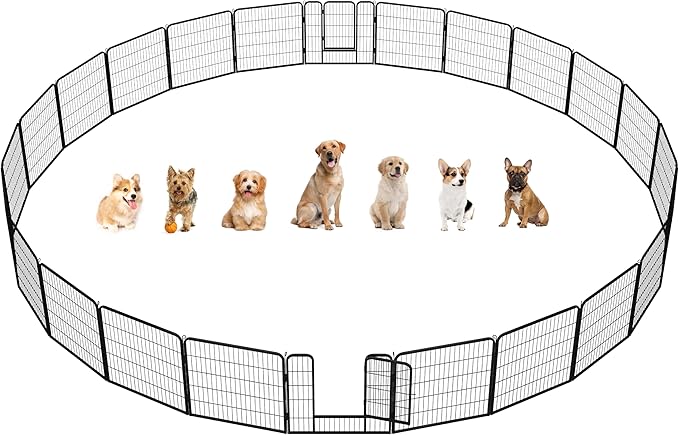 Yaheetech Dog Playpen Outdoor, 32 inch 24 Panels Dog Pen Indoor Heavy Duty by Yaheetech