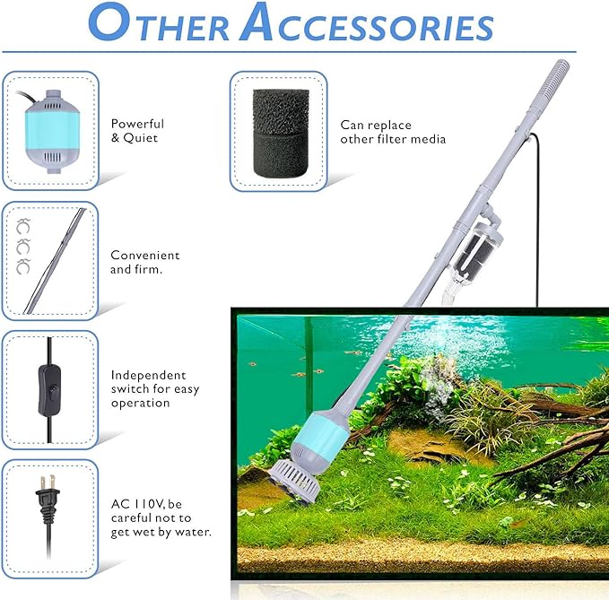 hygger 360GPH Electric Aquarium Gravel Cleaner, 5 in 1 Automatic Fish Tank - Image 5