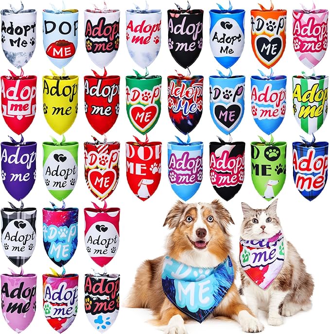 30 Pcs Adopt Me Dog Bandanas Bulk Pet Bibs Colorful Triangle Scarf Pet Adopt Me by Huhumy