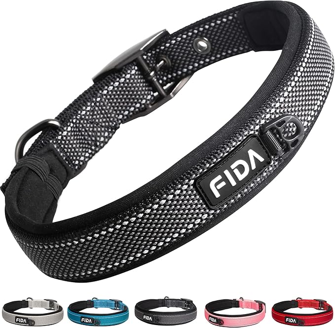 Fida Heavy Duty Dog Collar, Ultra Comfortable Soft Neoprene Padded, Adjustable by Fida