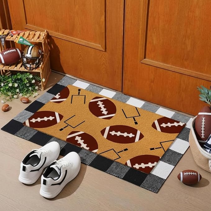 Tinideya 2 Pcs Football Theme Door Mat American Ball Design Welcome Non Slip by Tinideya