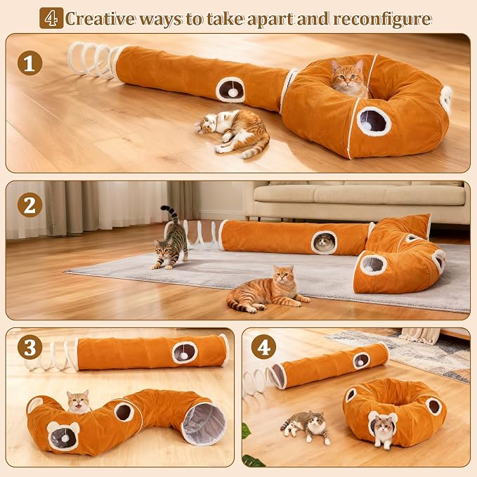 Ownpets 2-in-1 Cat Tunnel, Large Lollipop Shape Cat Tunnel Toy - Image 3