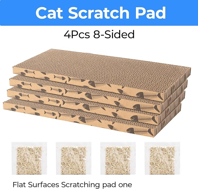 Mini Cat Scratching Board 4pcs Brown Cardboard Cat Scratcher Scratch Pad - Image 3