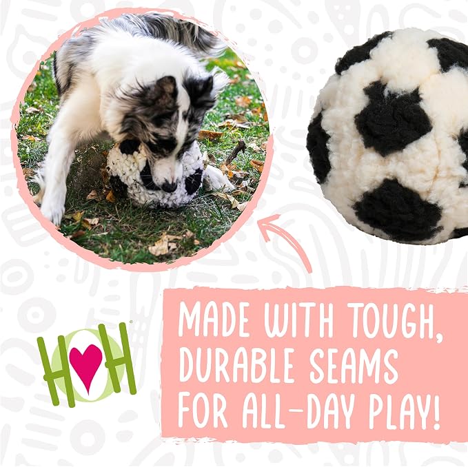 HuggleHounds HuggleFleece Plush Soccer Ball Dog Toy - Image 5