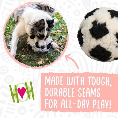 HuggleHounds HuggleFleece Plush Soccer Ball Dog Toy - Image 5