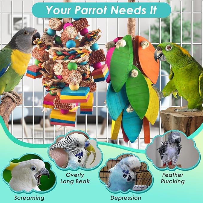 2 Pcs Large Bird Toys, Natural Corn Cob Parrot Chew Toy, Amazon Parrots - Image 5