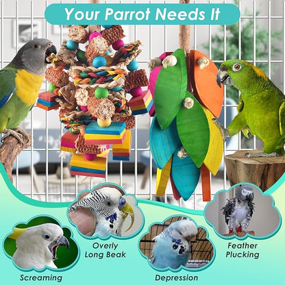 2 Pcs Large Bird Toys, Natural Corn Cob Parrot Chew Toy, Amazon Parrots - Image 5