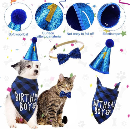 Weewooday Dog Birthday Party Supplies Birthday Boy Girl Cake Bandana Triangle - Image 4