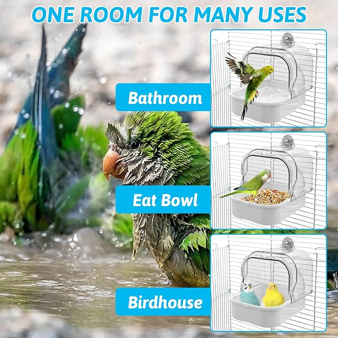 Tfwadmx Bird Cage Bath Hanging Parrot Bath Tub Water Shower Food Feeder Holder - Image 4