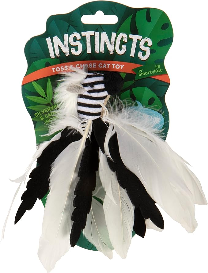 Instincts by SmartyKat HappyNip Zingy Zebra Feathered Toss & Chase Interactive - Image 2